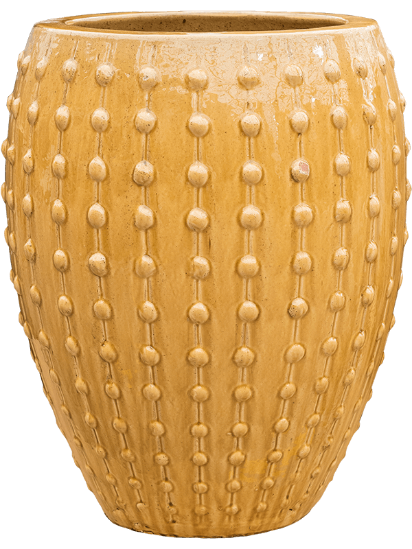 binnen Invloedrijk Economisch Oker geel - stoere noppen pot - 67cm - keramiek - Seta Fiori